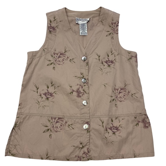 Vintage Jackets & Blazers - Floral Print Cottagecore Vest